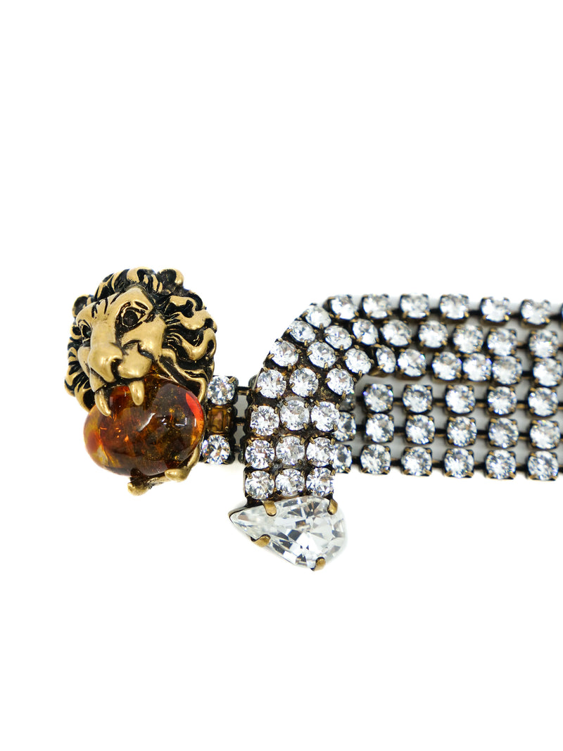 Gucci Lion Clasp Rhinestone Bracelet Accessory arcadeshops.com