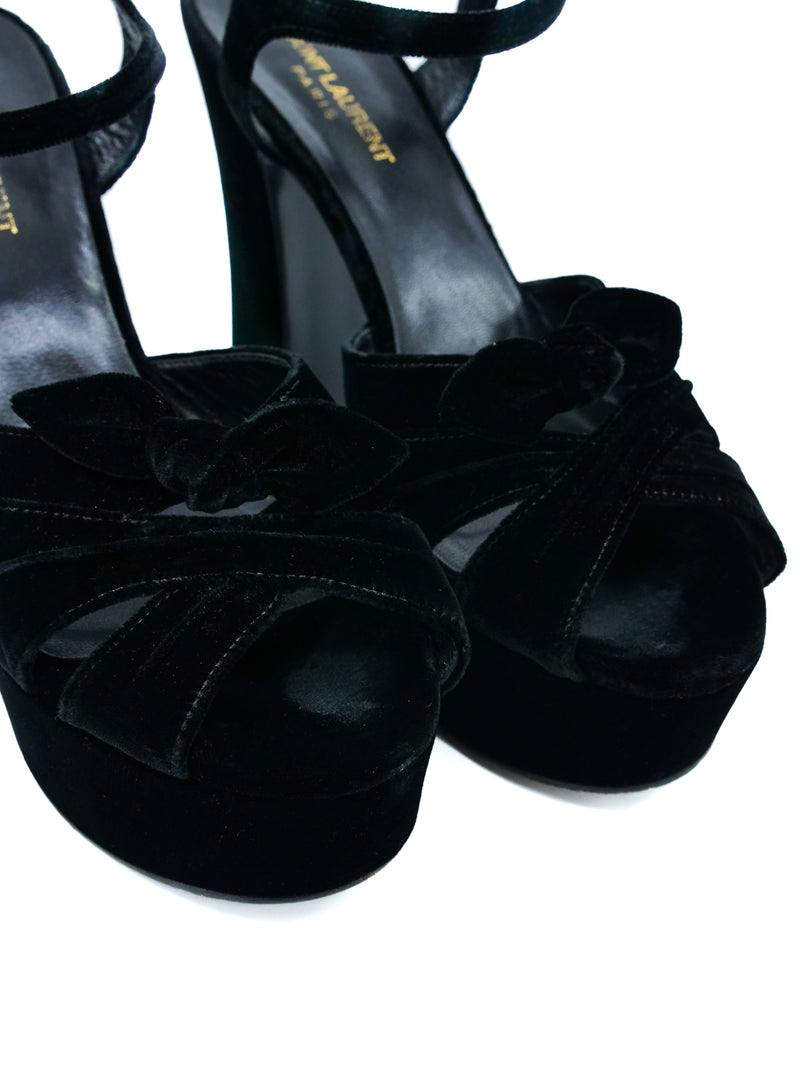 Saint Laurent Velvet Bianca Platform Heels, 40.5 Accessory arcadeshops.com