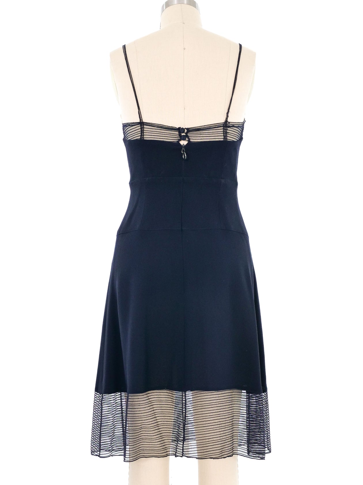 Karl Lagerfeld Navy Sheer Panel Slip Dress