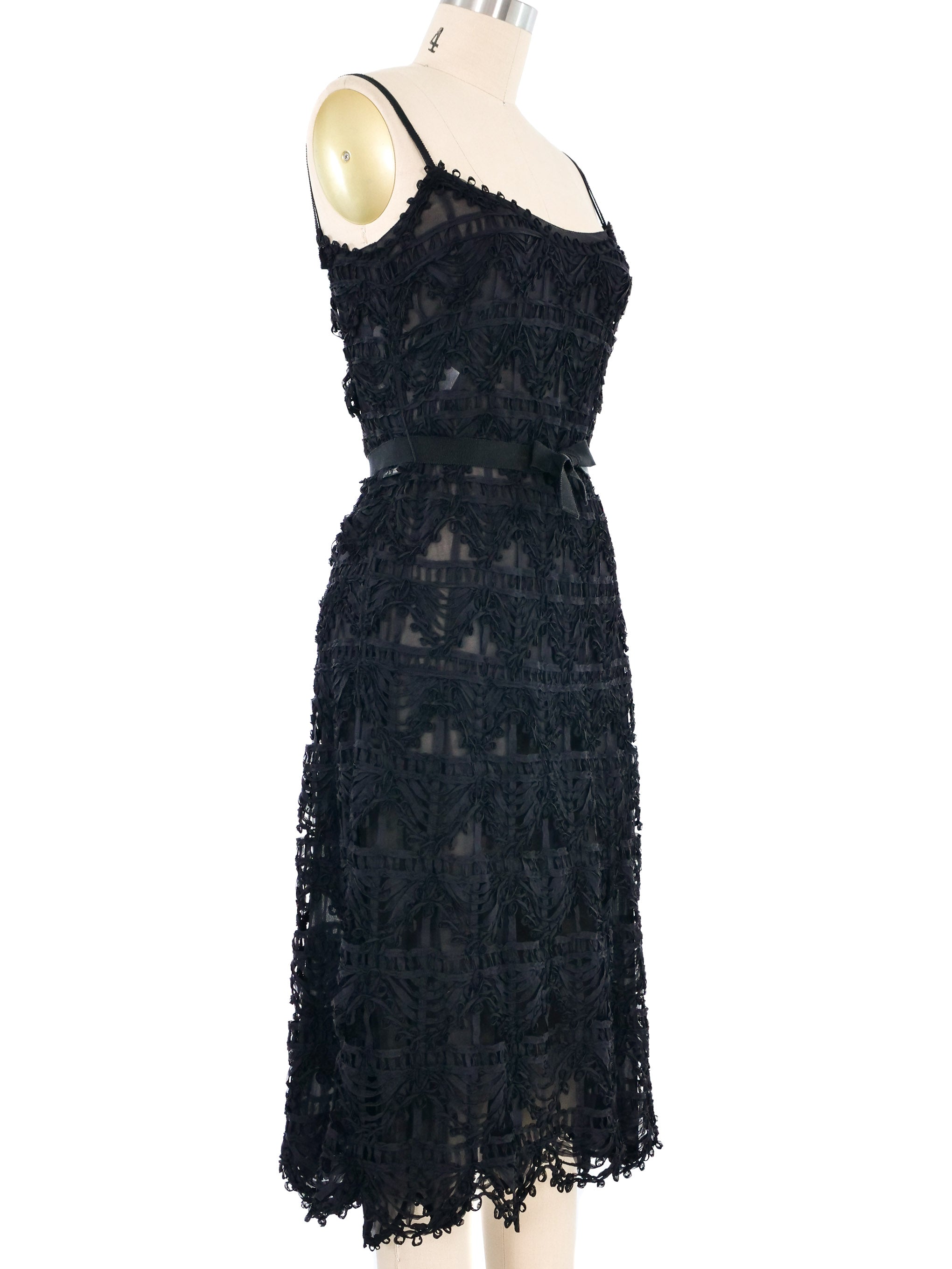 【PRADA】Vネック ミディドレス☆SALE中 Prada F/W 2004 Bejeweled 50s-style Couture-like Sheer Silk