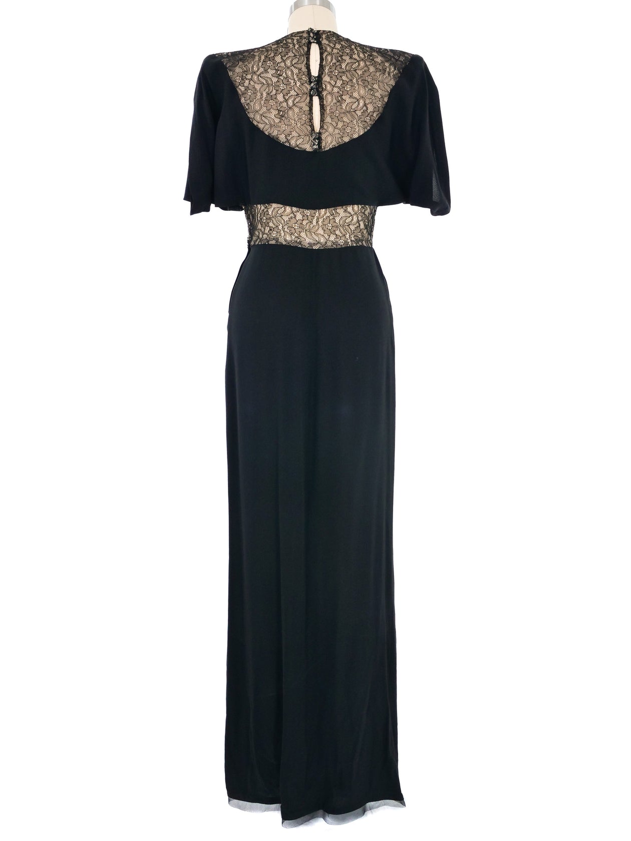 knee length dresses for ladies Plus Size] Black 1940s Long Sleeve Solid Lace Dress