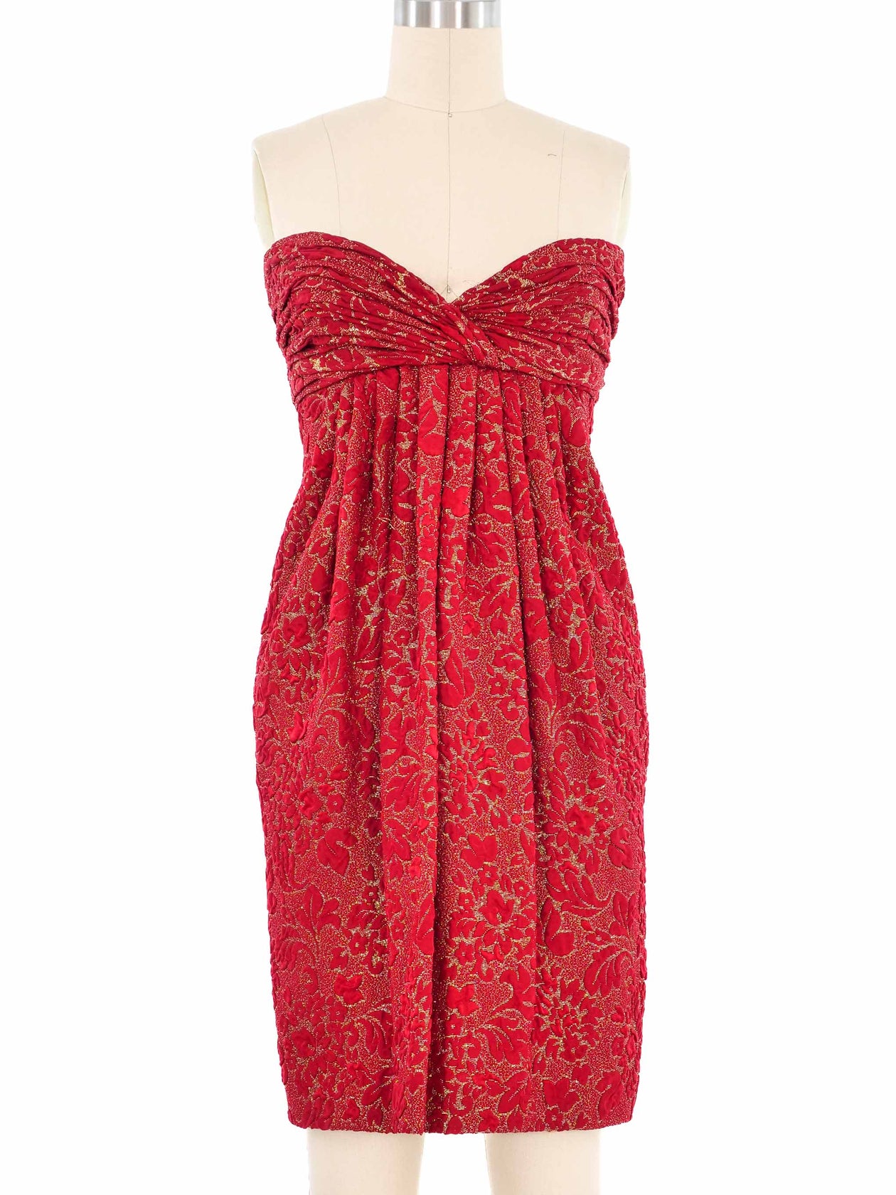 1980s cocktail dress 1980s Carolyn Roehm Metallic Floral Cocktail Dress