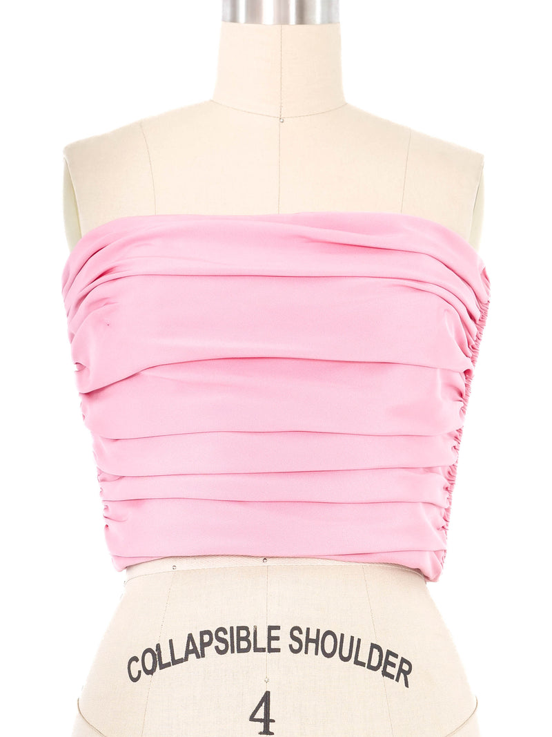 Carolyn Roehm Pink Ruched Bandeau Top Top arcadeshops.com