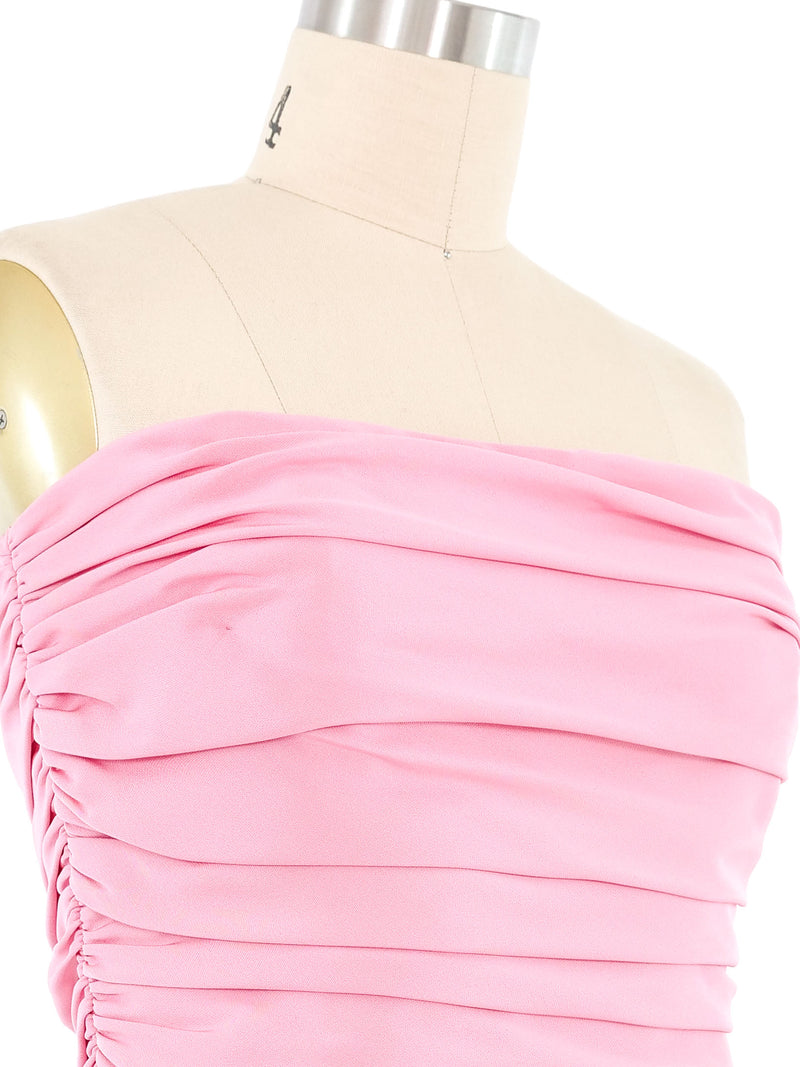 Carolyn Roehm Pink Ruched Bandeau Top Top arcadeshops.com