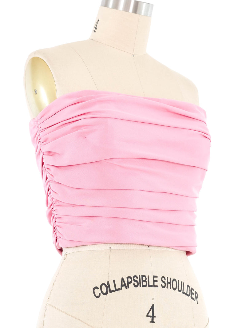 Carolyn Roehm Pink Ruched Bandeau Top Top arcadeshops.com