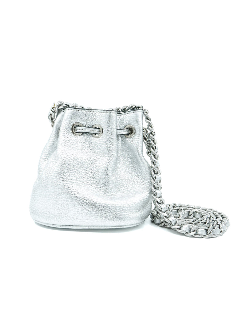 Moschino Silver Leather Bucket Bag Accessory arcadeshops.com