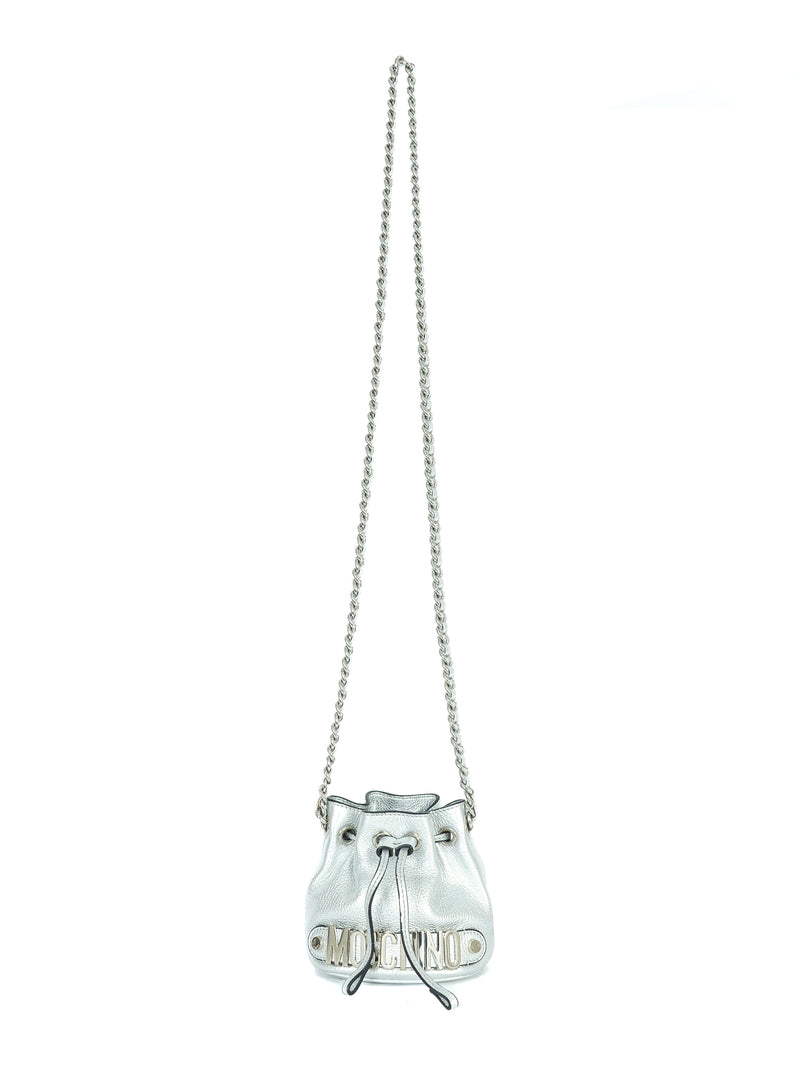 Moschino Silver Leather Bucket Bag Accessory arcadeshops.com