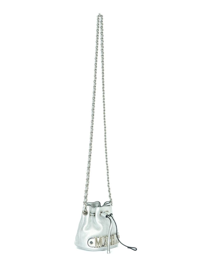 Moschino Silver Leather Bucket Bag Accessory arcadeshops.com