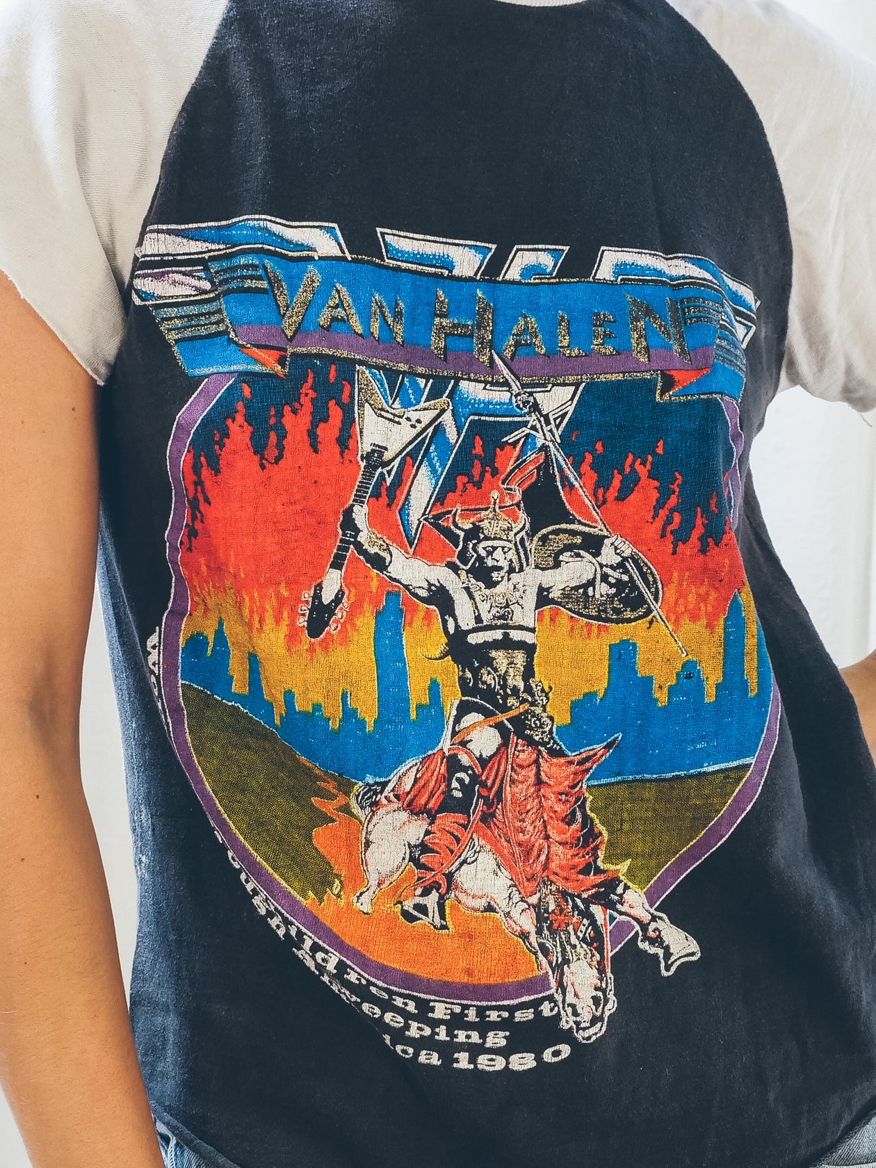 1980 Van Halen Atomic Punks Cutoff Raglan Tee