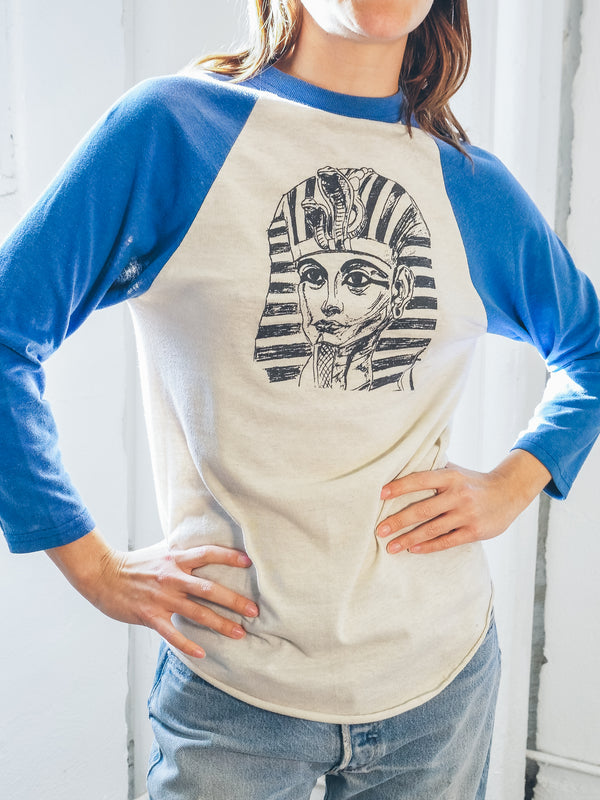 King Tut Egyptian Mask Raglan Tee T-Shirt arcadeshops.com
