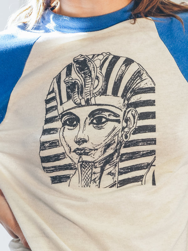 King Tut Egyptian Mask Raglan Tee T-Shirt arcadeshops.com