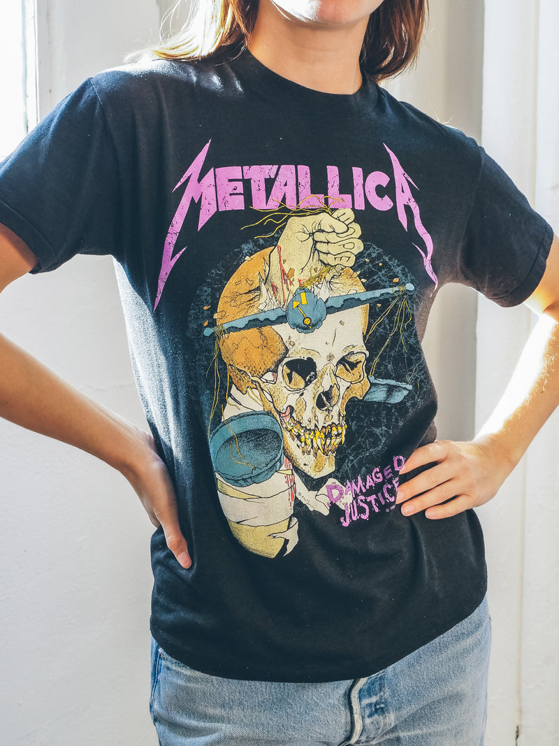 1988 Metallica Damaged Justice Tee T-shirt arcadeshops.com