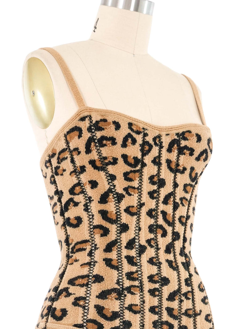 1991 Alaia Leopard Knit Bodysuit Suit arcadeshops.com