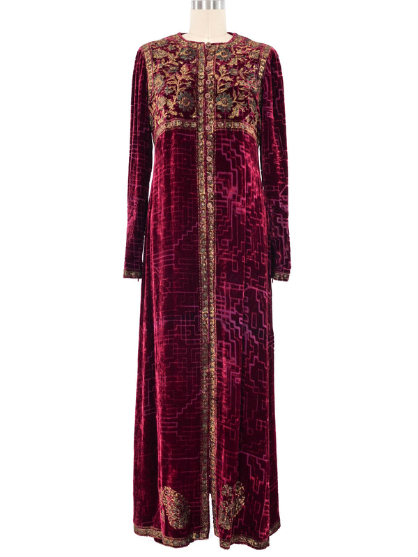 1997 Oscar de la Renta Velvet Burnout Tunic Ensemble Suit arcadeshops.com