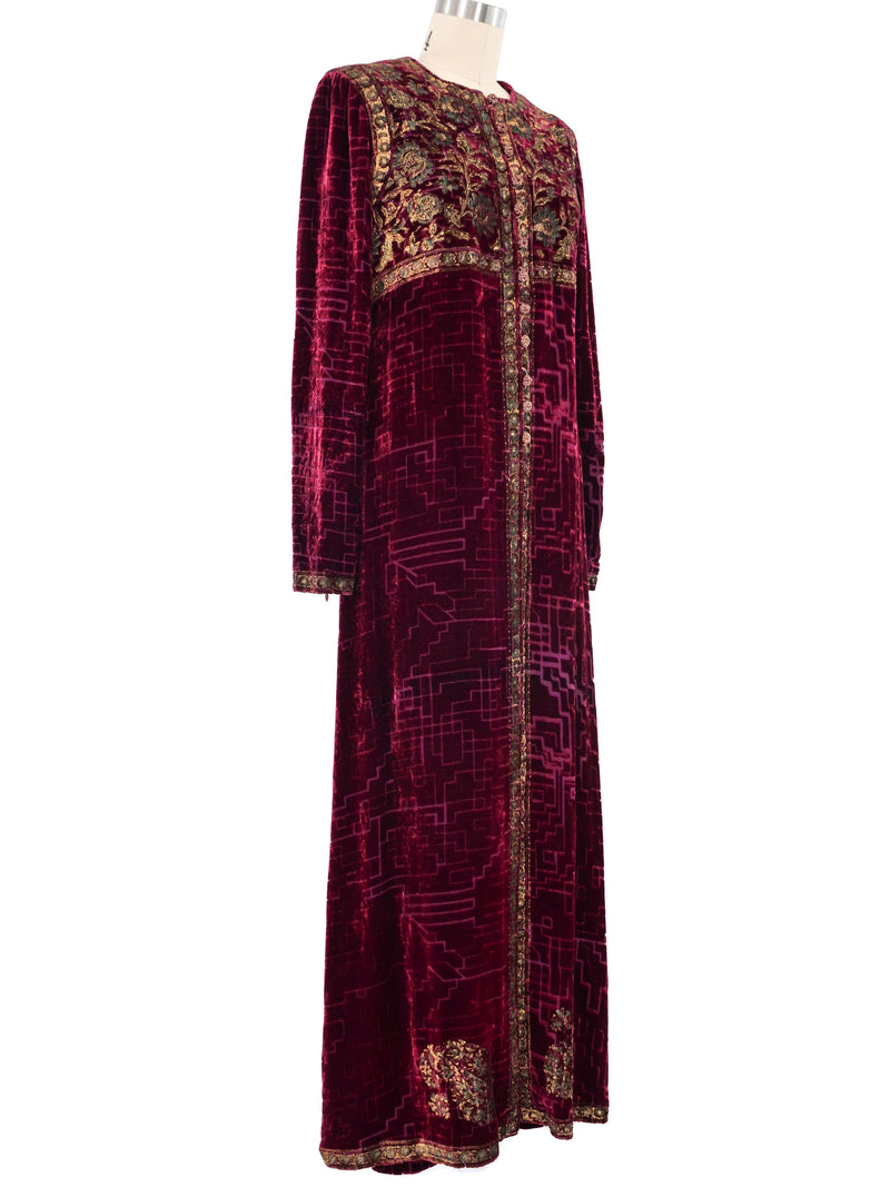 1997 Oscar de la Renta Velvet Burnout Tunic Ensemble Suit arcadeshops.com