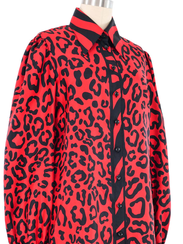 Dolce & Gabbana Red Leopard Silk Blouse Top arcadeshops.com