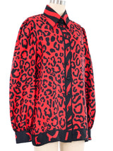 Dolce & Gabbana Red Leopard Silk Blouse Top arcadeshops.com