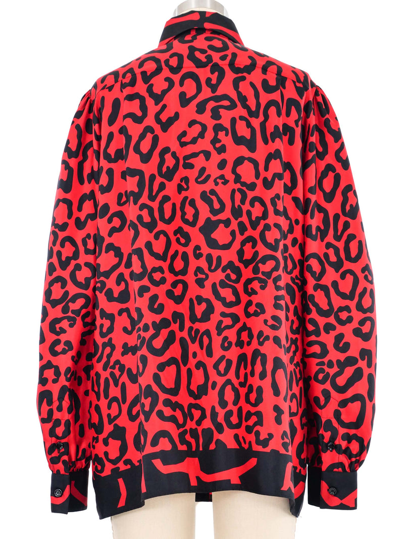 Dolce & Gabbana Red Leopard Silk Blouse Top arcadeshops.com