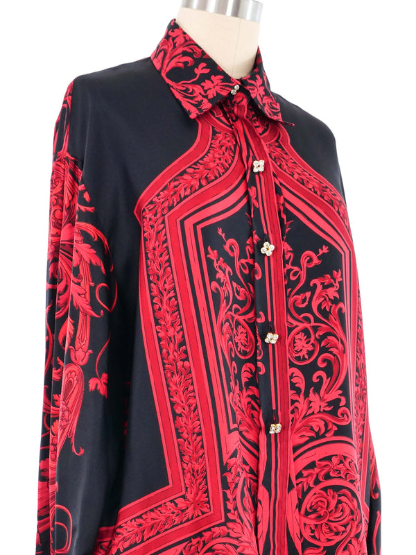 Gianfranco Ferre Baroque Printed Silk Blouse Top arcadeshops.com