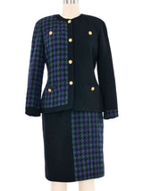 1980s Chanel Half Plaid Tweed Skirt Suit Suit arcadeshops.com