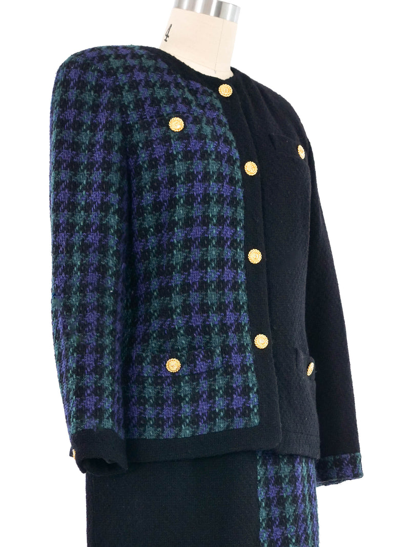 1980s Chanel Half Plaid Tweed Skirt Suit Suit arcadeshops.com