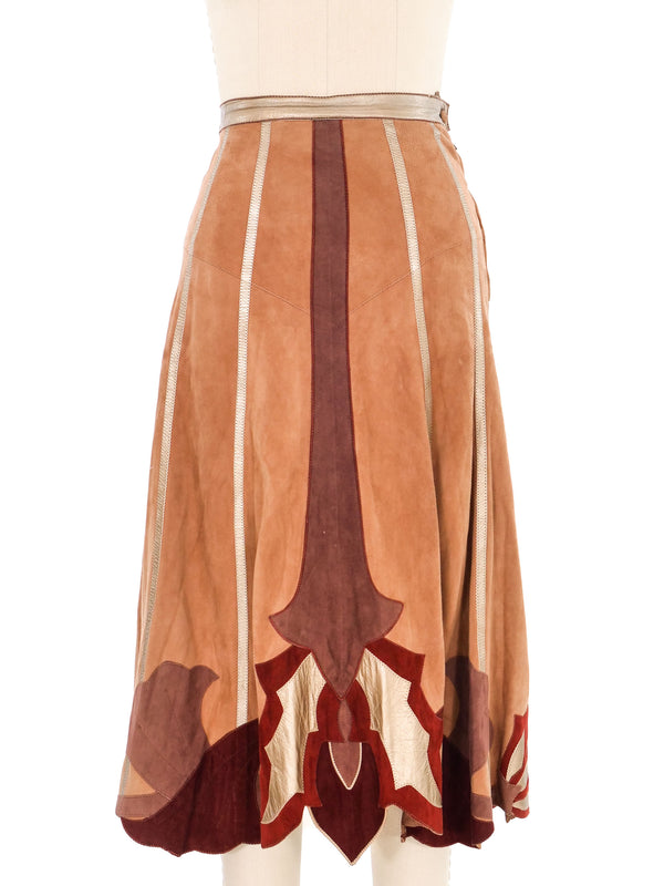 1970s Roberto Cavalli Applique Leather Skirt Bottom arcadeshops.com