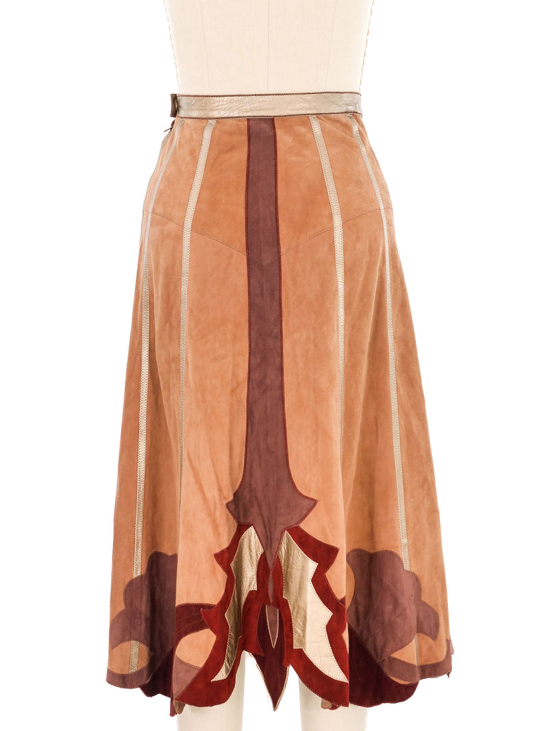 1970s Roberto Cavalli Applique Leather Skirt Bottom arcadeshops.com