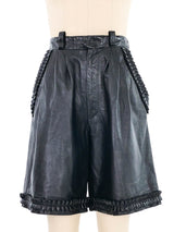 Ruffle Accented Leather Shorts Bottom arcadeshops.com