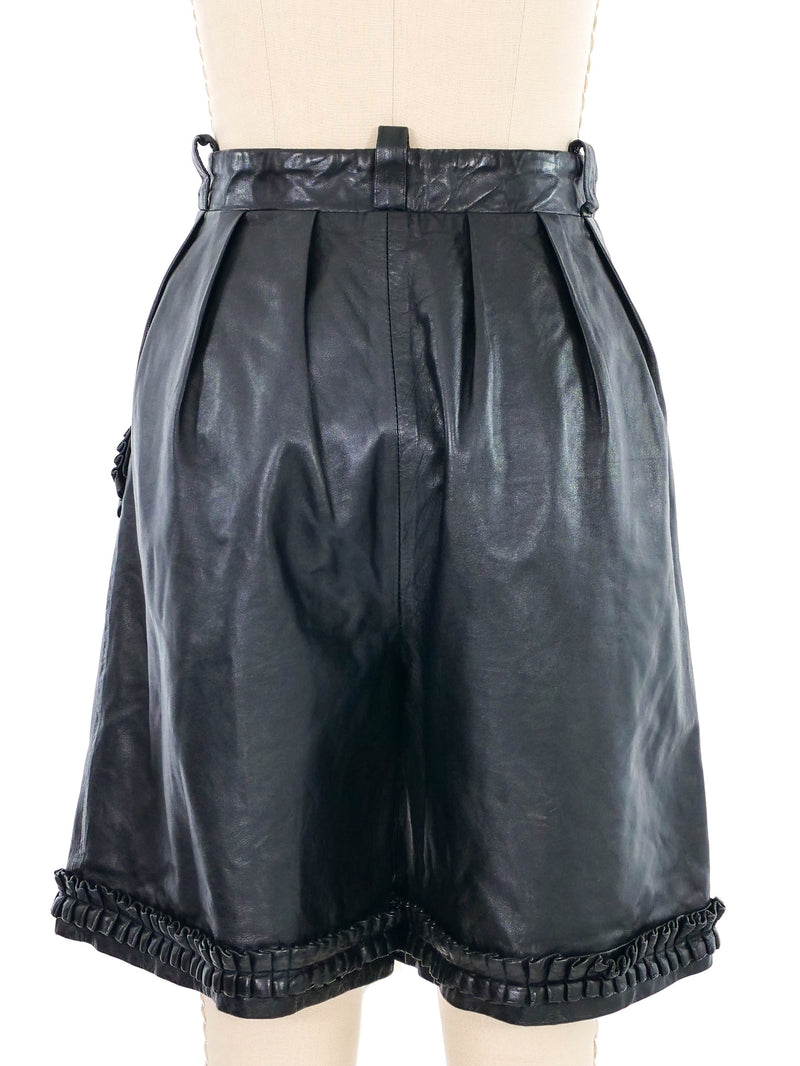 Ruffle Accented Leather Shorts Bottom arcadeshops.com