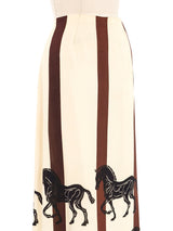1970s Horse Printed Maxi Skirt Bottom arcadeshops.com