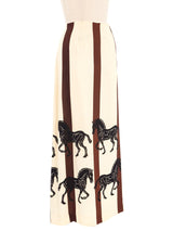 1970s Horse Printed Maxi Skirt Bottom arcadeshops.com