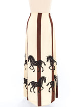 1970s Horse Printed Maxi Skirt Bottom arcadeshops.com