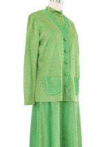 Metallic Kelly Green Maxi Dress Cardigan Ensemble Suit arcadeshops.com