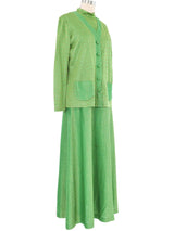 Metallic Kelly Green Maxi Dress Cardigan Ensemble Suit arcadeshops.com