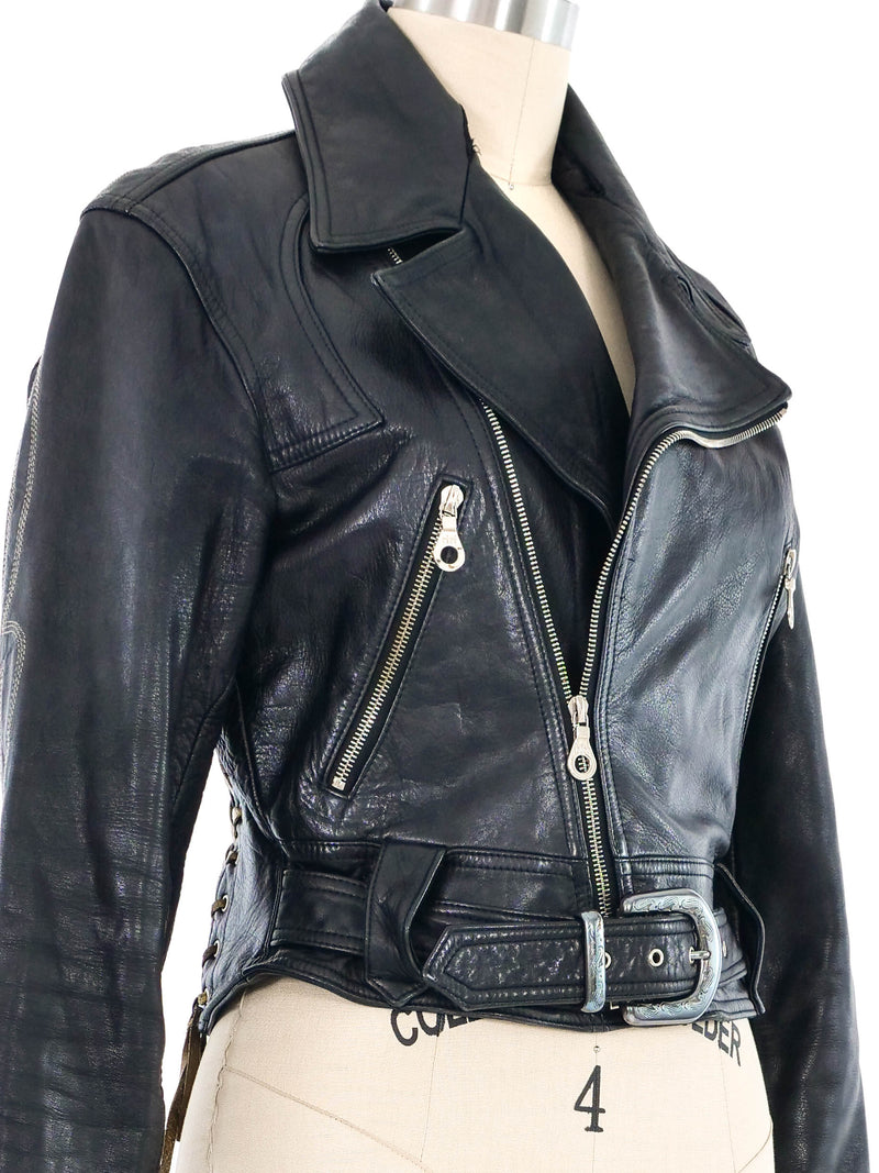 North Beach Leather Laced Western Motorcycle Jacket Jacket arcadeshops.com