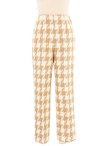 1970s Beige Houndstooth Wool Trousers Bottom arcadeshops.com