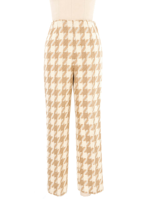 1970s Beige Houndstooth Wool Trousers Bottom arcadeshops.com