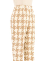 1970s Beige Houndstooth Wool Trousers Bottom arcadeshops.com