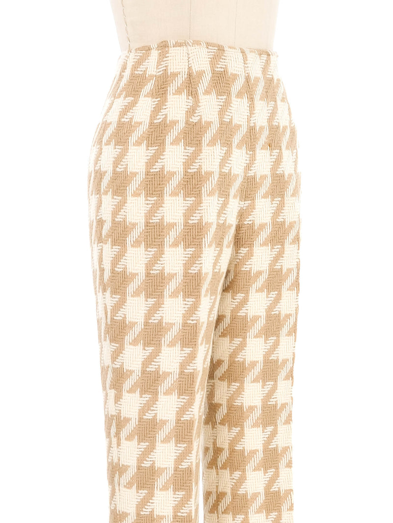 1970s Beige Houndstooth Wool Trousers Bottom arcadeshops.com