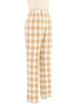 1970s Beige Houndstooth Wool Trousers Bottom arcadeshops.com