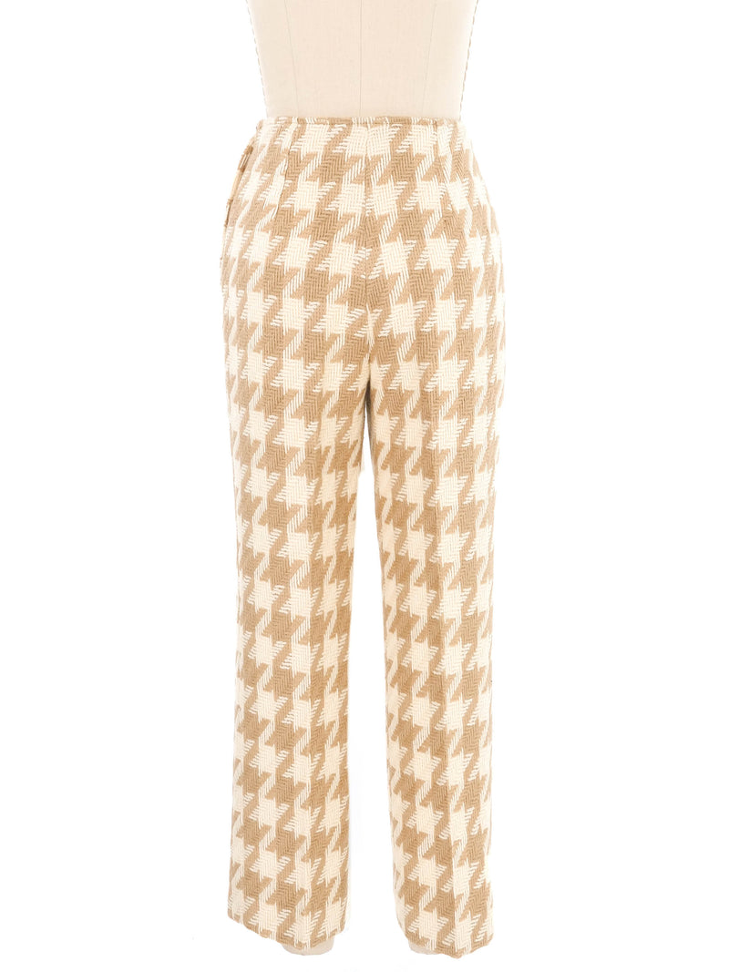 1970s Beige Houndstooth Wool Trousers Bottom arcadeshops.com