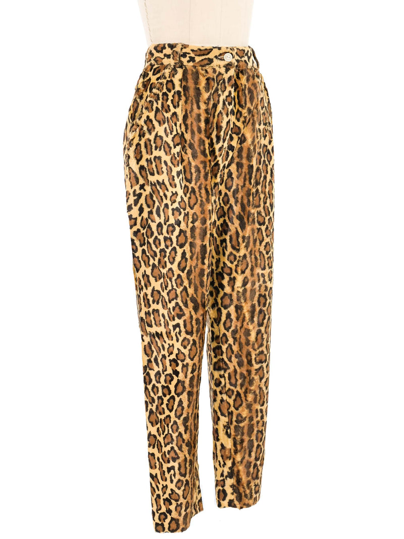 1980s Faux Fur Leopard Print Trousers Bottom arcadeshops.com