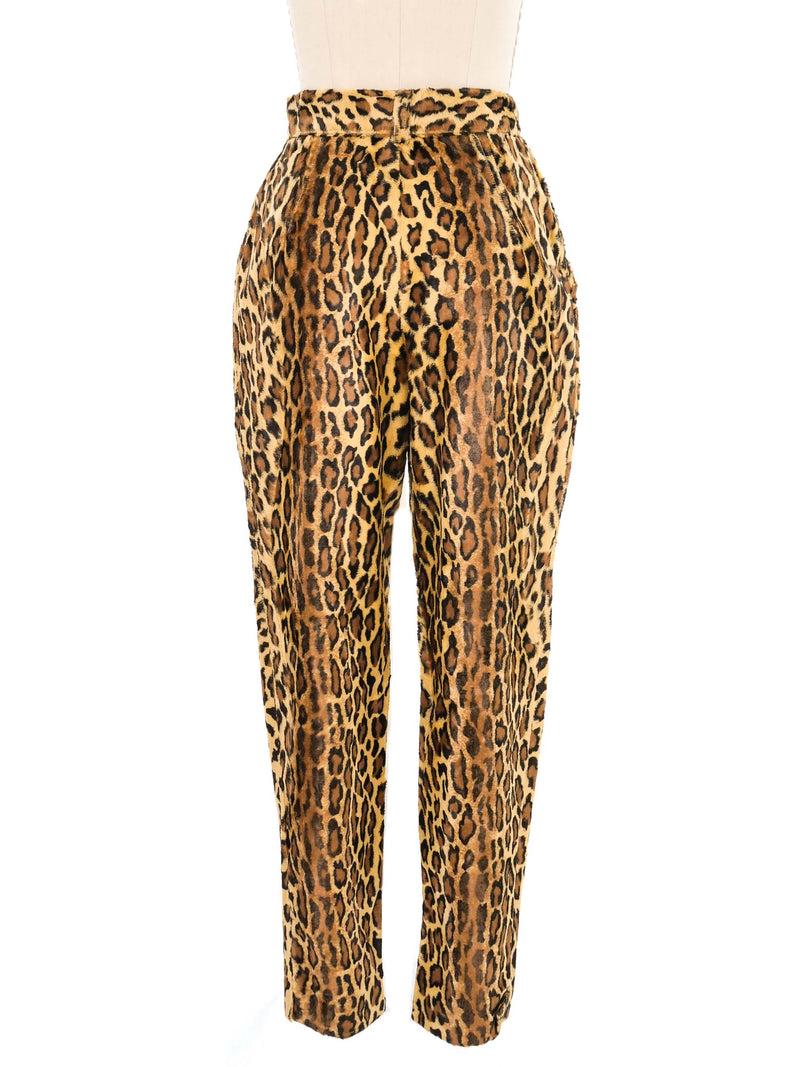 1980s Faux Fur Leopard Print Trousers Bottom arcadeshops.com