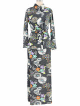 1970s Metallic Floral Dress Ensemble Suit arcadeshops.com