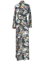 1970s Metallic Floral Dress Ensemble Suit arcadeshops.com