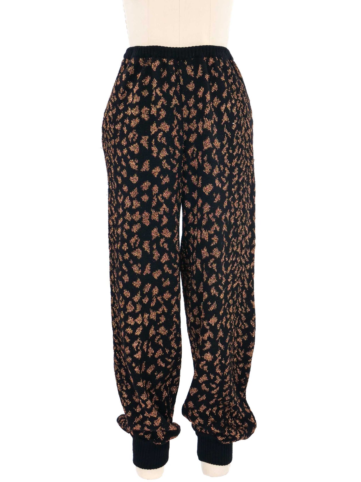 Yves Saint Laurent Metallic Leopard Knit Jogger Pants