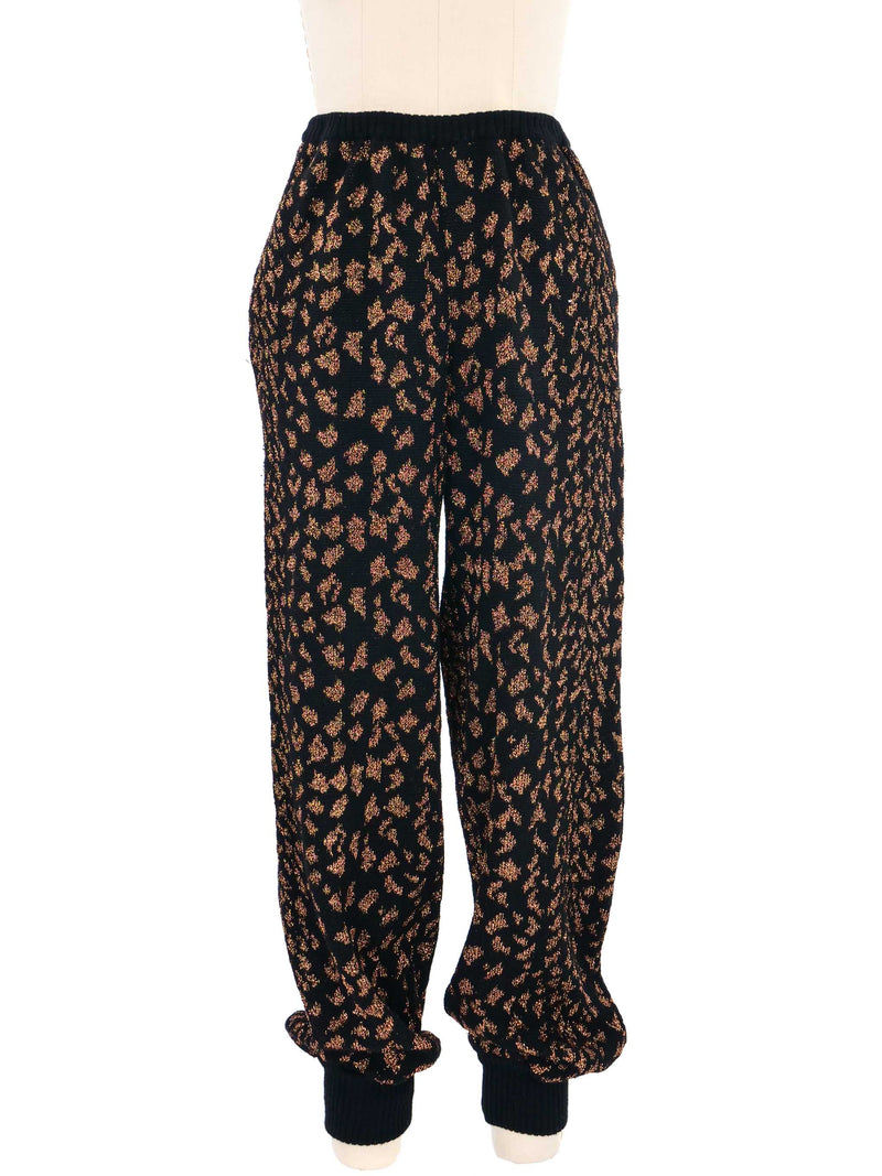 Yves Saint Laurent Metallic Leopard Knit Jogger Pants Bottom arcadeshops.com