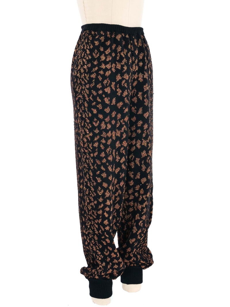 Yves Saint Laurent Metallic Leopard Knit Jogger Pants Bottom arcadeshops.com