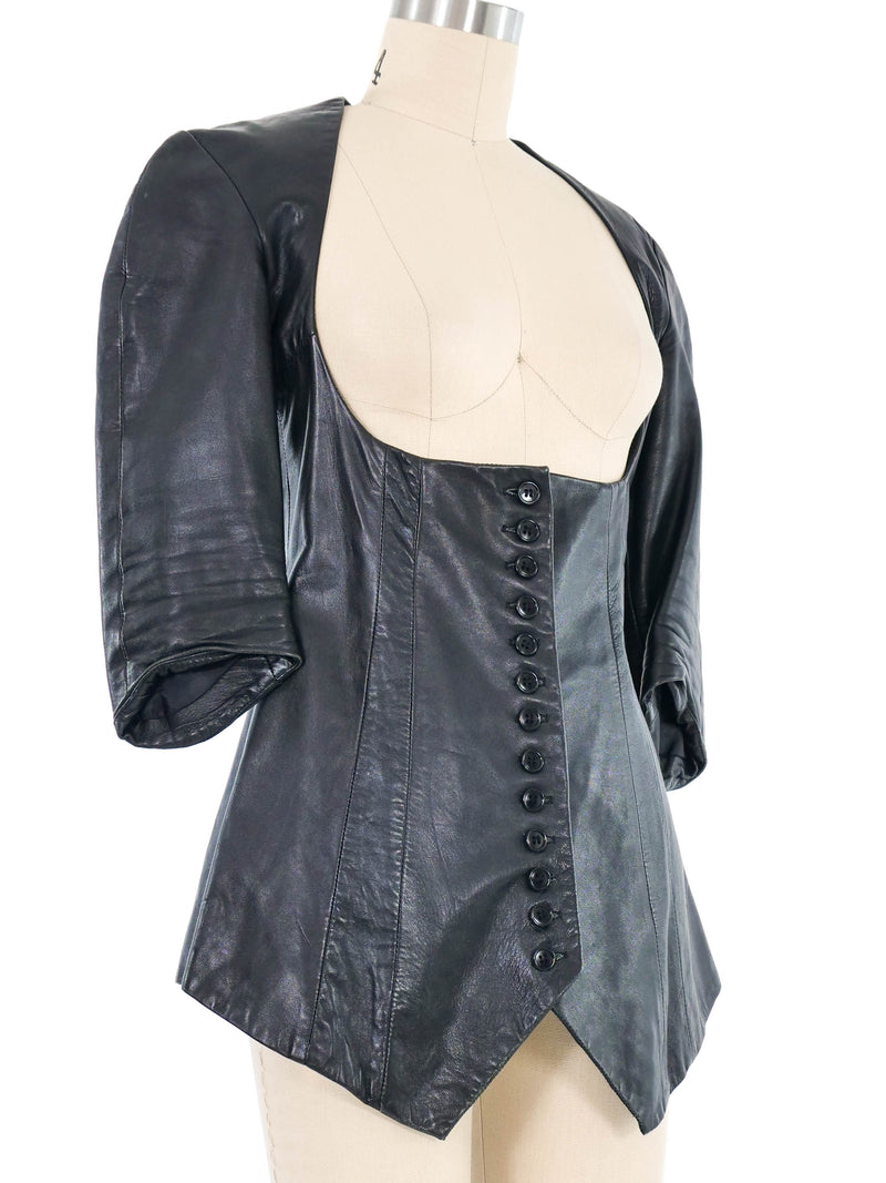 Norma Kamali Leather Bustier Top Top arcadeshops.com