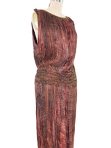 Patricia Lester Copper Silk Plisse Gown Dress arcadeshops.com